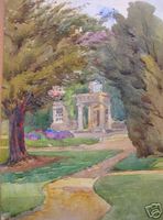 Watercolour of The Lodge from the drive, by an unknown artist.